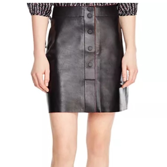 SANDRO Milla Leather Skirt mini skirt button detail women’s size 2 - Picture 1 of 7